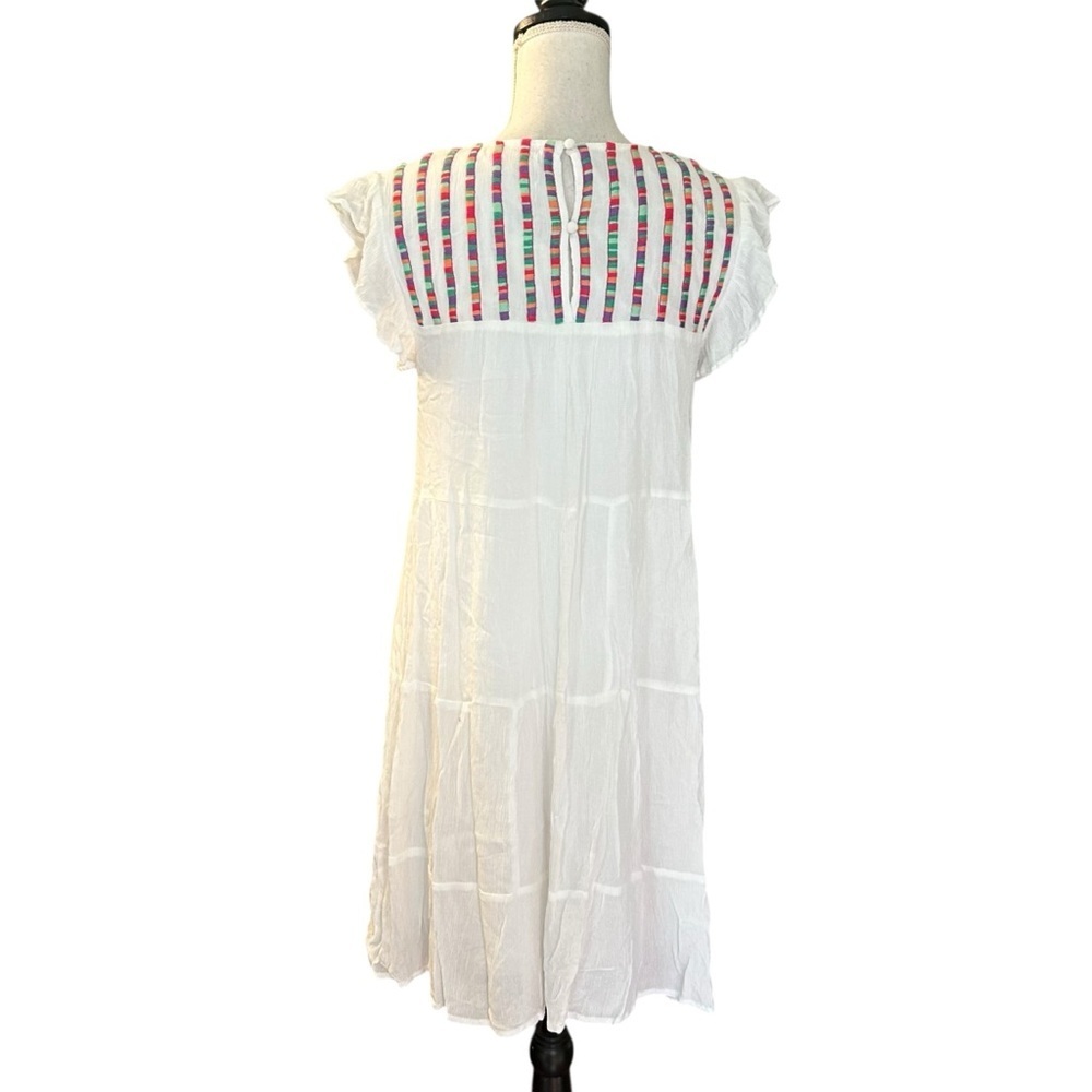Studio West Cabo Cantina Embroidered Shift Dress White Womens SZ Small Beach NEW - Picture 7 of 10